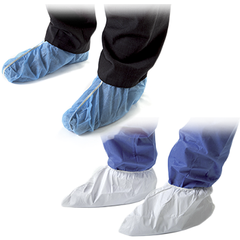 sacche bianche o blu per avvolgere le scarpe con elastico