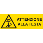 Cartello Pericolo Attenzione Alla Testa Vsafety 63034 - Adesivo 300x100 Mm Giallo/Nero