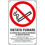 Cartello Vietato Fumare, 45x15 Cm, Plastica Rigida, Adesivo, Conforme ISO 7010 - Rispetta Le Norme
